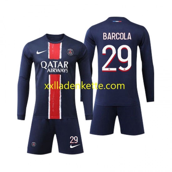 Fußballtrikot Paris Saint-Germain Bradley Barcola 29 Kinder Heim 2024-2025 Langarm
