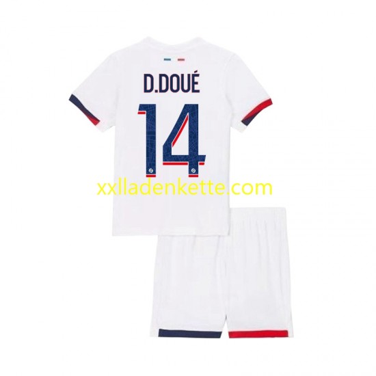 Fußballtrikot Paris Saint-Germain Desire Doue 14 Kinder Auswärts 2024-2025 Kurzarm