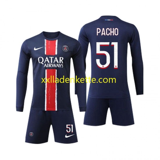 Fußballtrikot Paris Saint-Germain Pacho 51 Kinder Heim 2024-2025 Langarm