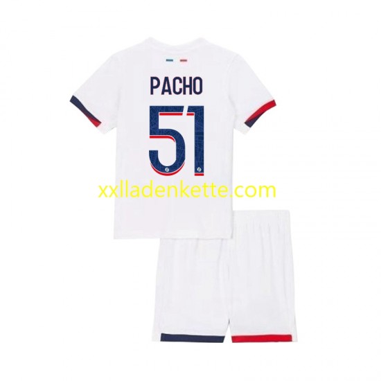 Fußballtrikot Paris Saint-Germain Willian Pacho 51 Kinder Auswärts 2024-2025 Kurzarm