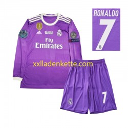 Fußballtrikot Real Madrid Cristiano Ronaldo 7 2016 Retro Kinder Auswärts Langarm
