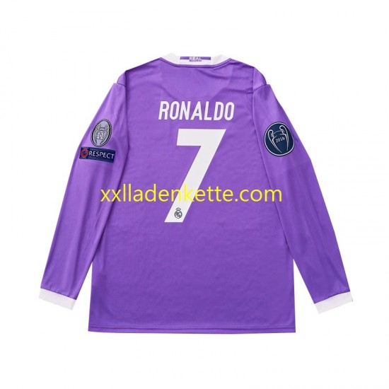 Fußballtrikot Real Madrid Cristiano Ronaldo 7 2016 Retro Kinder Auswärts Langarm