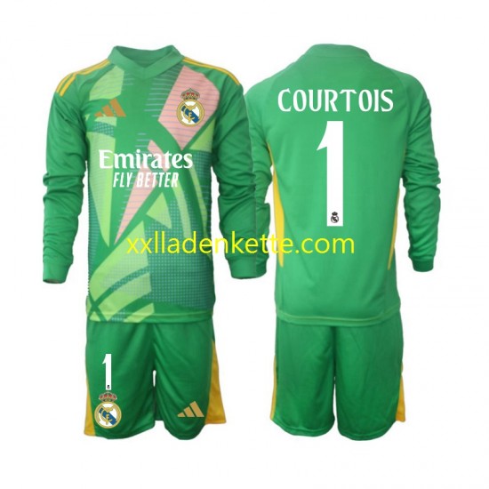 Fußballtrikot Real Madrid Thibaut Courtois 1 Torwart Kinder Ausweich 2024-2025 Langarm