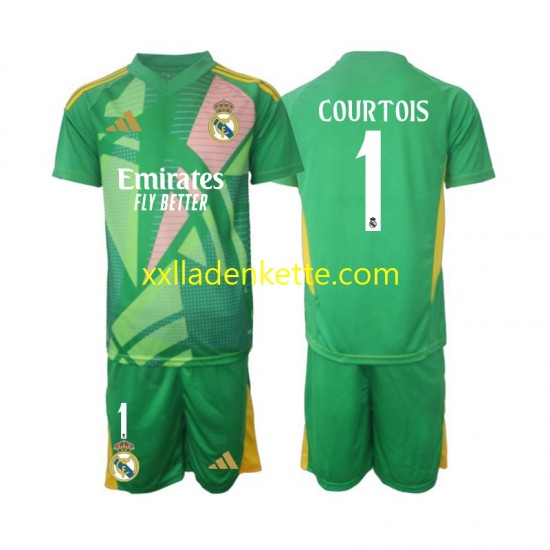Fußballtrikot Real Madrid Thibaut Courtois 1 Torwart Kinder Ausweich 2024-2025 Kurzarm