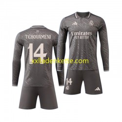 Fußballtrikot Real Madrid Tchouameni 14 Kinder Auswärts 2024-2025 Langarm