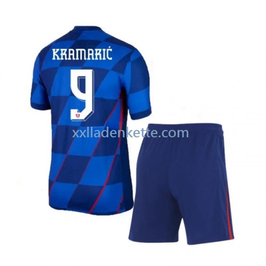 Fußballtrikot Kroatien Andrej Kramaric 9 Kinder Auswärts Euro 2024 Kurzarm