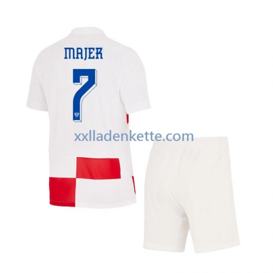 Fußballtrikot Kroatien Lovro Majer 7 Kinder Heim Euro 2024 Kurzarm