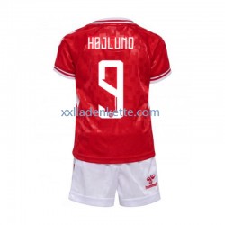 Fußballtrikot Dänemark Hojlund 9 Kinder Heim Euro 2024 Kurzarm