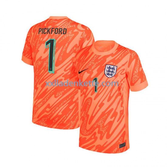 Fußballtrikot England Pickford 1 Torwart Herren Heim Euro 2024 Kurzarm