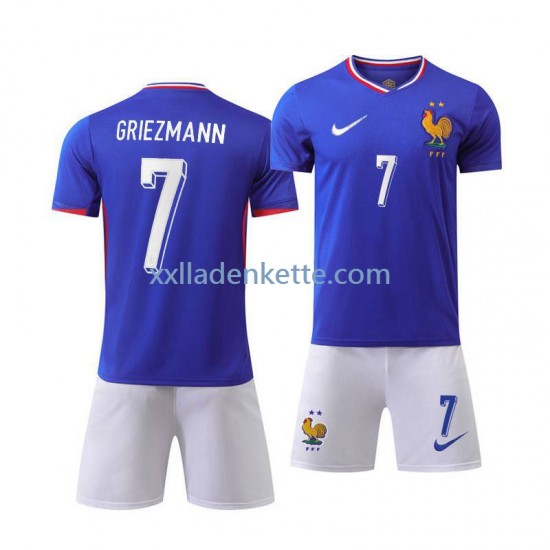 Fußballtrikot Frankreich Antoine Griezmann 7 Kinder Heim Euro 2024 Kurzarm