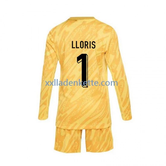 Fußballtrikot Frankreich Hugo Lloris 1 Torwart Kinder Heim Euro 2024 Langarm