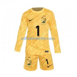 Fußballtrikot Frankreich Hugo Lloris 1 Torwart Kinder Heim Euro 2024 Langarm