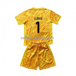 Fußballtrikot Frankreich Hugo Lloris 1 Torwart Kinder Heim Euro 2024 Kurzarm