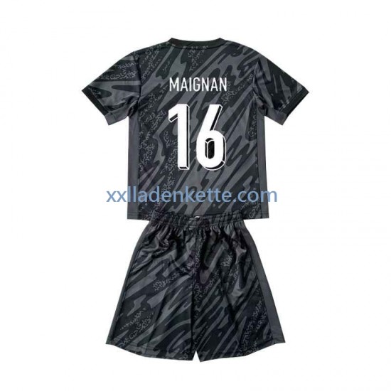 Fußballtrikot Frankreich Mike Maignan 16 Torwart Kinder Auswärts Euro 2024 Kurzarm