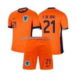Fußballtrikot Niederlande Frenkie de Jong 21 Kinder Heim Euro 2024 Kurzarm