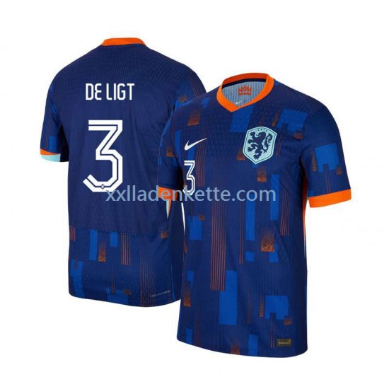 Fußballtrikot Niederlande Matthijs de Ligt 3 Herren Auswärts Euro 2024 Kurzarm