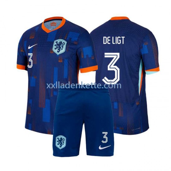 Fußballtrikot Niederlande Matthijs de Ligt 3 Kinder Auswärts Euro 2024 Kurzarm
