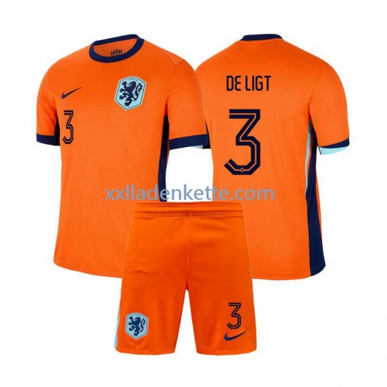 Fußballtrikot Niederlande Matthijs de Ligt 3 Kinder Heim Euro 2024 Kurzarm