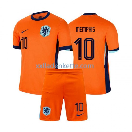 Fußballtrikot Niederlande Memphis Depay 10 Kinder Heim Euro 2024 Kurzarm