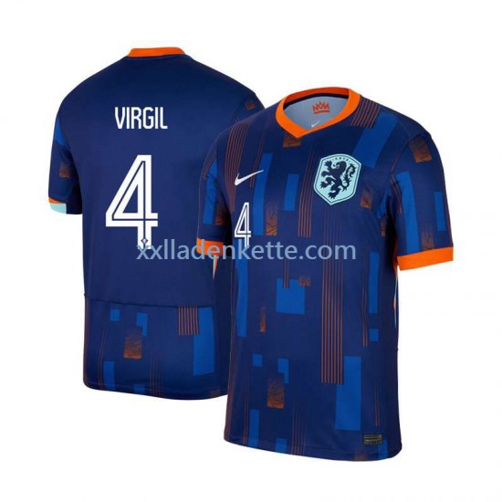 Fußballtrikot Niederlande Virgil van Dijk 4 Herren Auswärts Euro 2024 Kurzarm