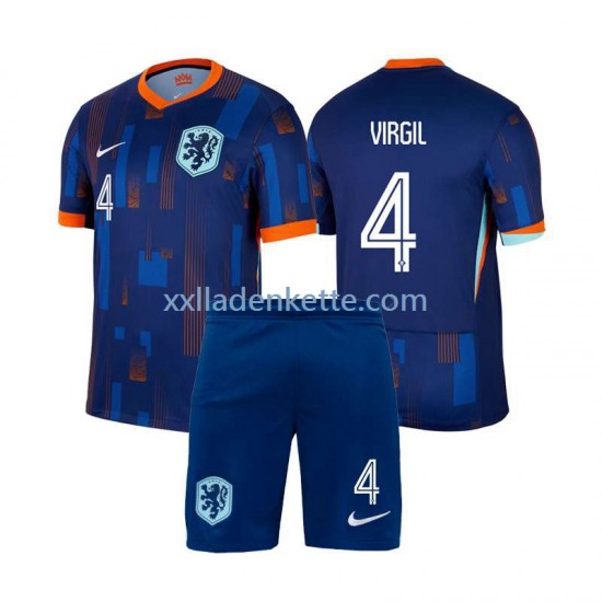 Fußballtrikot Niederlande Virgil van Dijk 4 Kinder Auswärts Euro 2024 Kurzarm
