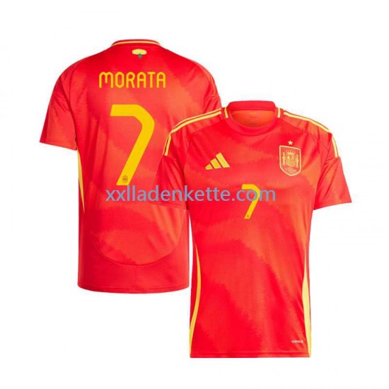 Fußballtrikot Spanien Alvaro Morata 7 Herren Heim Euro 2024 Kurzarm