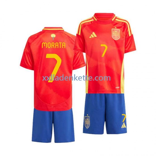 Fußballtrikot Spanien Alvaro Morata 7 Kinder Heim Euro 2024 Kurzarm