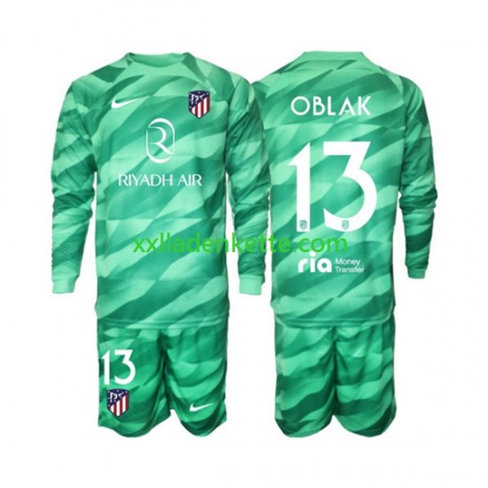 Fußballtrikot Atlético Madrid Jan Oblak 13 Green color Torwart Kinder Auswärts 2023-2024 Langarm