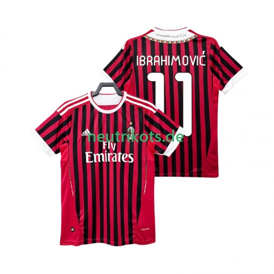 Fußballtrikot AC Mailand Ibrahimović Zlatan 11 2012 Retro Herren Heim 2011 Kurzarm