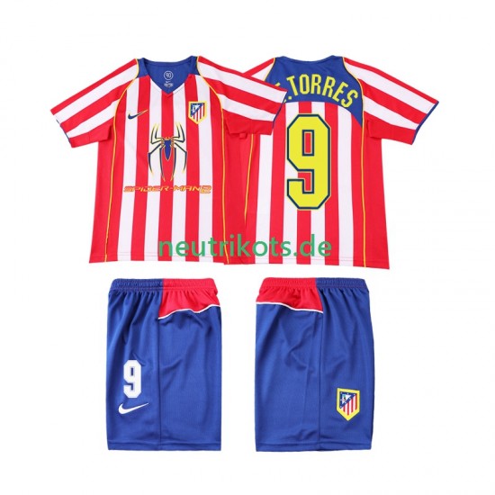 Fußballtrikot Atlético Madrid F TORRES 9 2005 Retro Kinder Heim 2004 Kurzarm