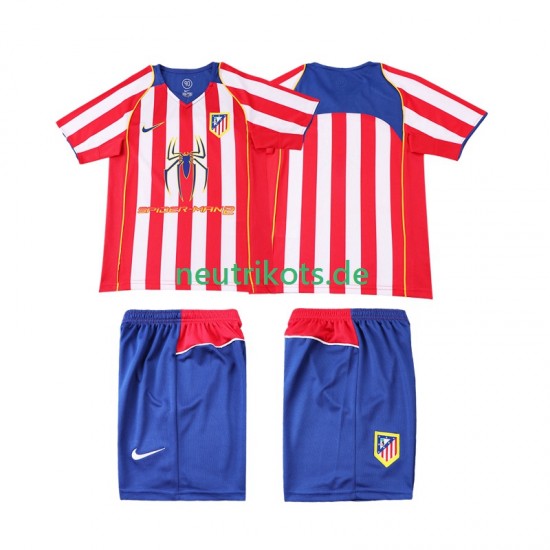 Fußballtrikot Atlético Madrid 2005 Retro Kinder Heim 2004 Kurzarm