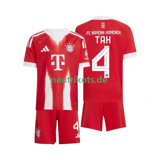 Fußballtrikot FC Bayern München Jonathan Tah 4 Kinder Heim 2025-2026 Kurzarm