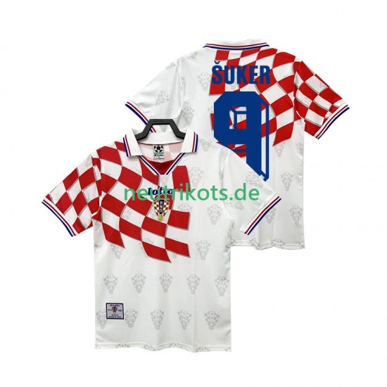 Fußballtrikot Kroatien BSUKER 9 1998 Retro Herren Heim Kurzarm