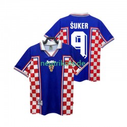 Fußballtrikot Kroatien SUKER 9 1998 Retro Herren Auswärts Kurzarm