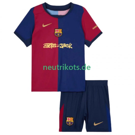 Fußballtrikot FC Barcelona TRAVIS SCOTT Kinder Heim 2024-2025 Kurzarm