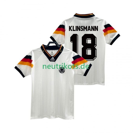 Fußballtrikot Deutschland KLINSMANN 18 1992 Retro Herren Heim Kurzarm