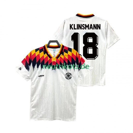 Fußballtrikot Deutschland KLINSMANN 18 Retro Herren Heim 1994 Kurzarm