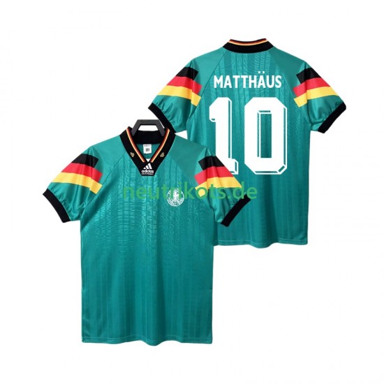 Fußballtrikot Deutschland MATTHAUS 10 1992 Retro Herren Auswärts Kurzarm