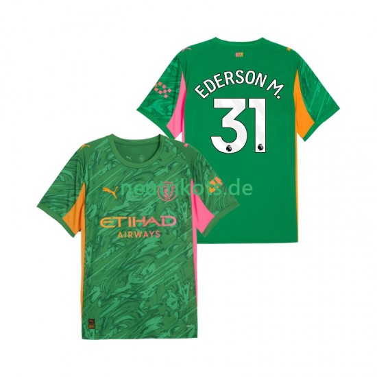 Fußballtrikot Manchester City Ederson Moraes 31 Torwart Herren Heim 2025-2026 Kurzarm