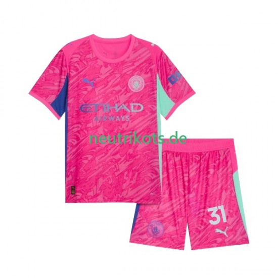 Fußballtrikot Manchester City Ederson Moraes 31 Torwart Kinder Auswärts 2025-2026 Kurzarm