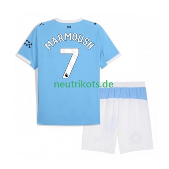 Fußballtrikot Manchester City Omar Marmoush 7 Kinder Heim 2025-2026 Kurzarm