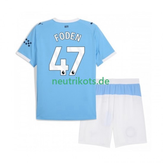 Fußballtrikot Manchester City Phil Foden 47 Kinder Heim 2025-2026 Kurzarm