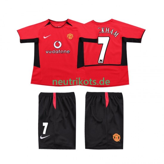 Fußballtrikot Manchester United BECKHAM 7 2002 Retro Kinder Heim 2004 Kurzarm