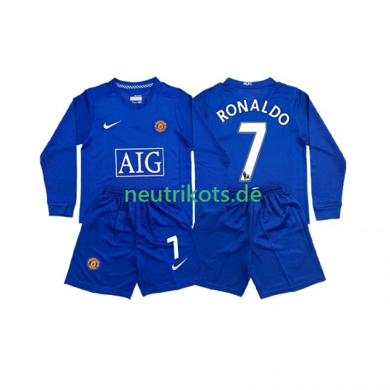 Fußballtrikot Manchester United Cristiano Ronaldo 7 Retro Kinder Auswärts 2008 Langarm