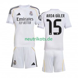 Fußballtrikot Real Madrid Arda Guler 15 Kinder Heim 2025-2026 Kurzarm