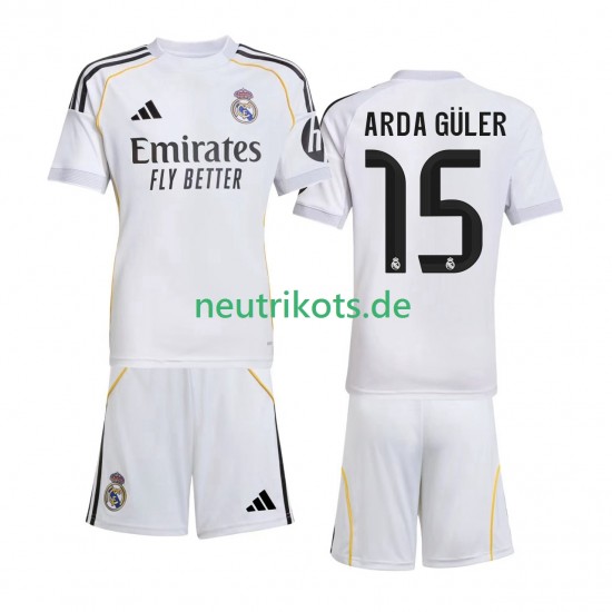 Fußballtrikot Real Madrid Arda Guler 15 Kinder Heim 2025-2026 Kurzarm