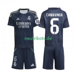 Fußballtrikot Real Madrid Camavinga 6 Kinder Auswärts 2025-2026 Kurzarm