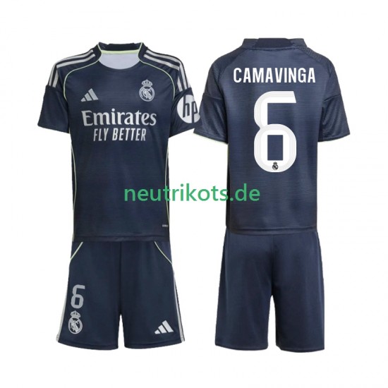 Fußballtrikot Real Madrid Camavinga 6 Kinder Auswärts 2025-2026 Kurzarm
