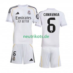 Fußballtrikot Real Madrid Camavinga 6 Kinder Heim 2025-2026 Kurzarm