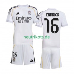 Fußballtrikot Real Madrid Endrick 16 Kinder Heim 2025-2026 Kurzarm
